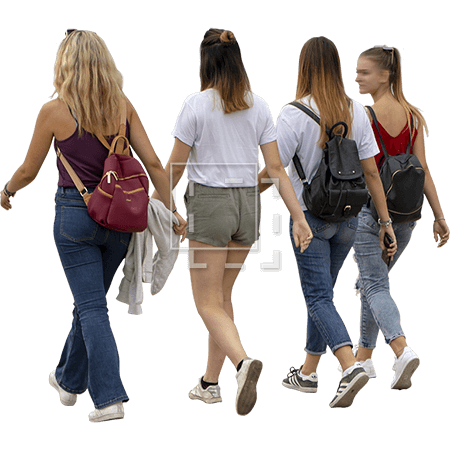 Four girls walking in warm weather - Immediate Entourage